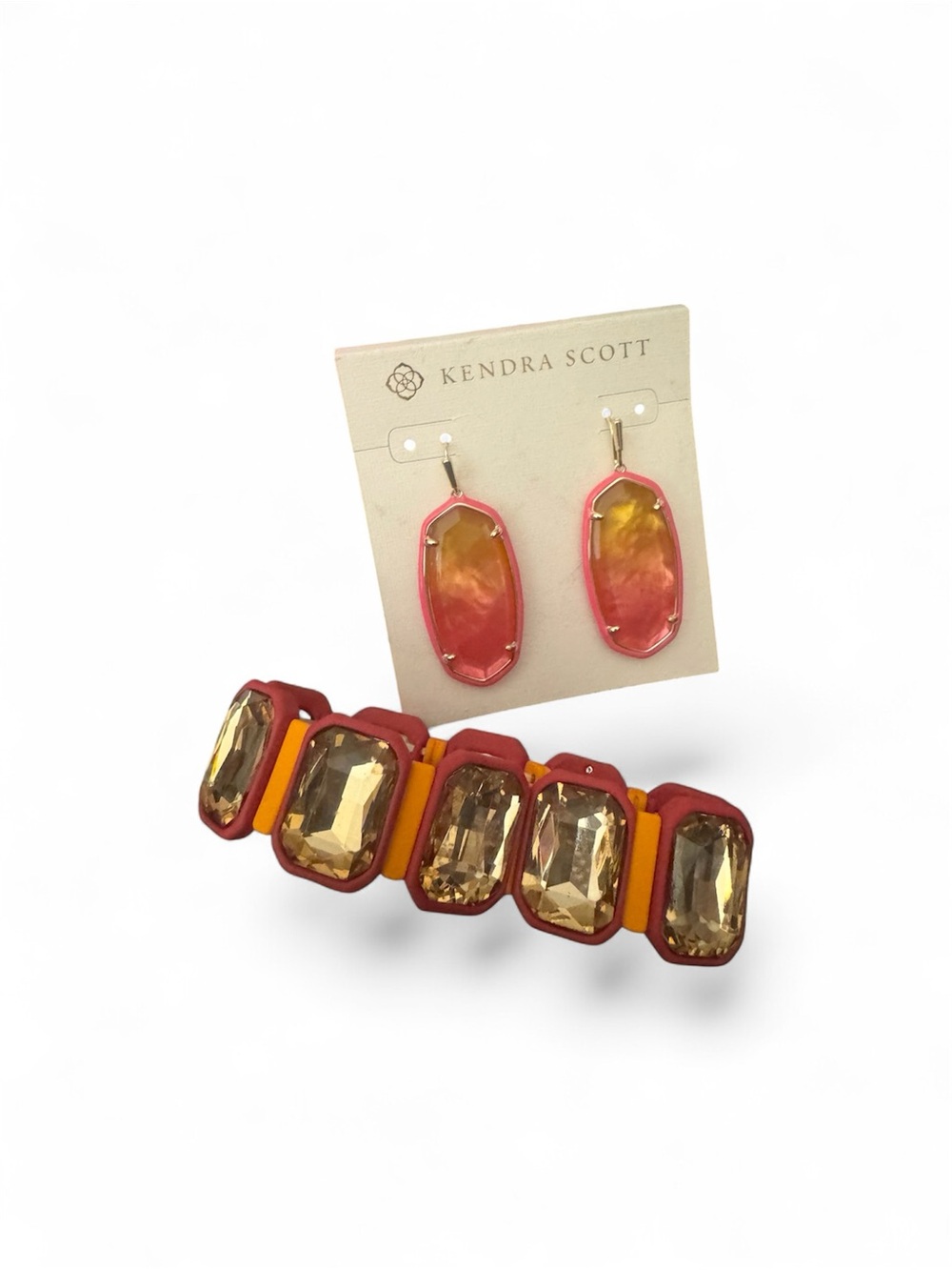 Kendra Scott Elle enamel framed sunset ombre illusion gold earrings ~ MSRP $75 - Picture 3 of 3